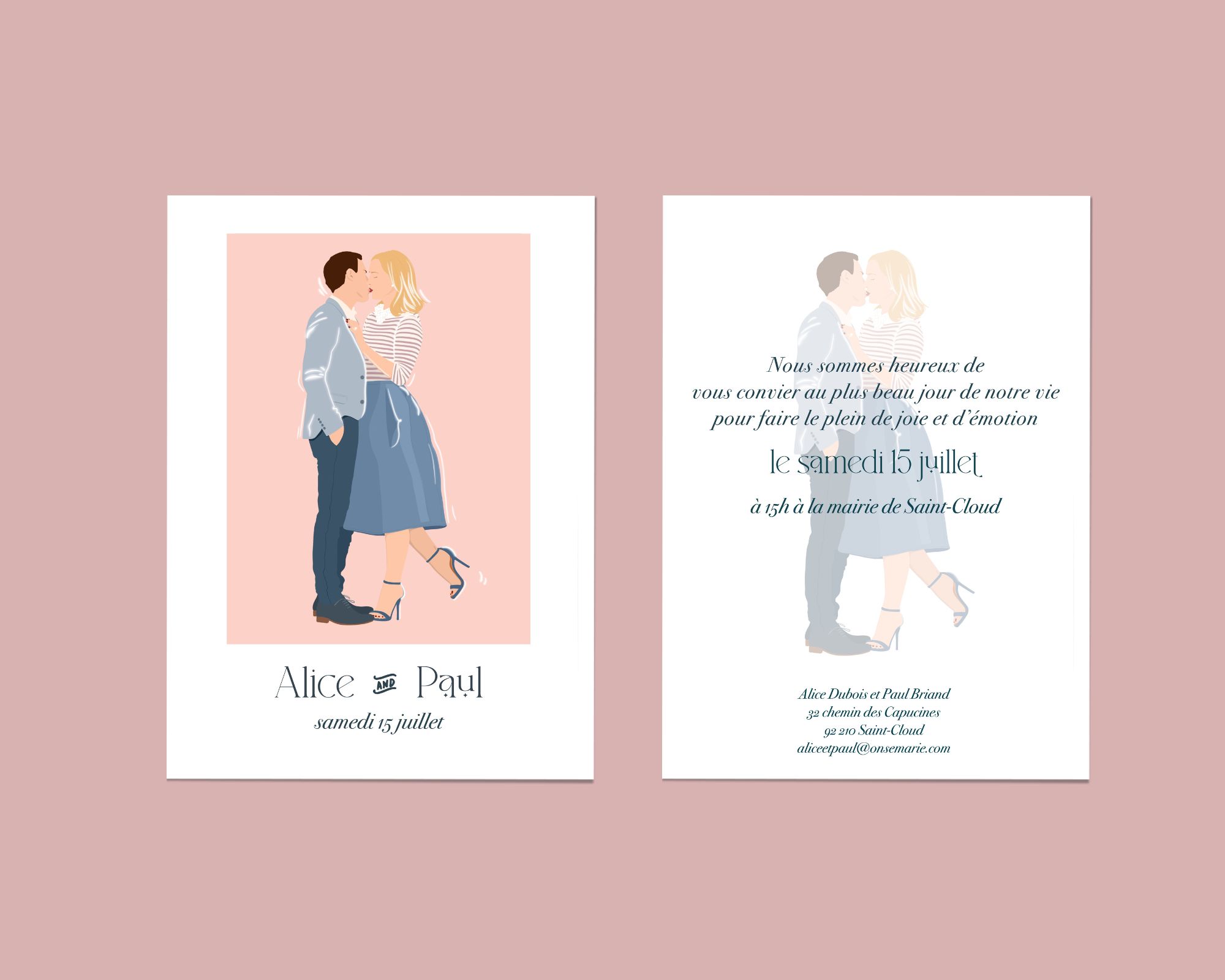 faire-part mariage illustré personnalisé