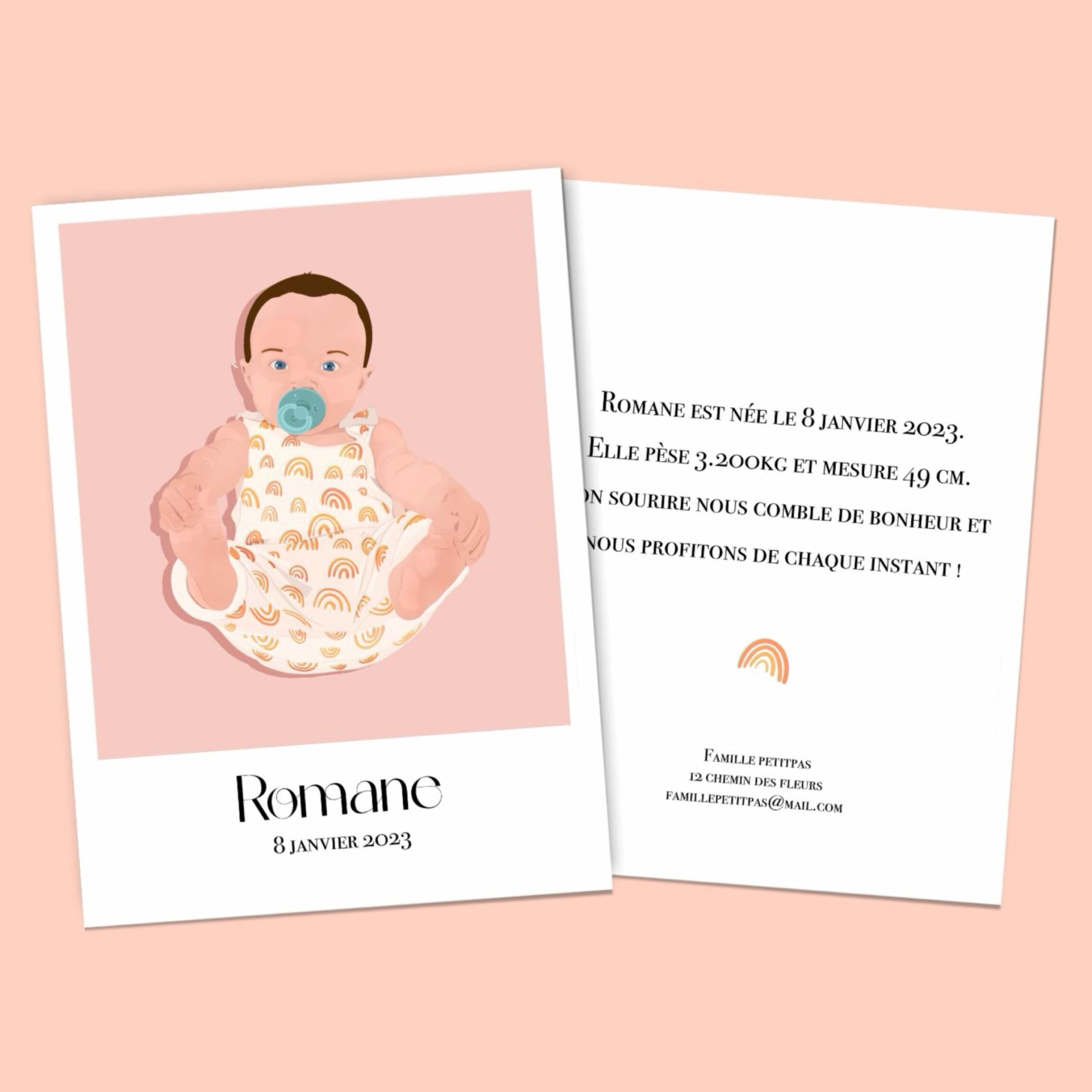 faire part naissance bebe personnalisé illustre