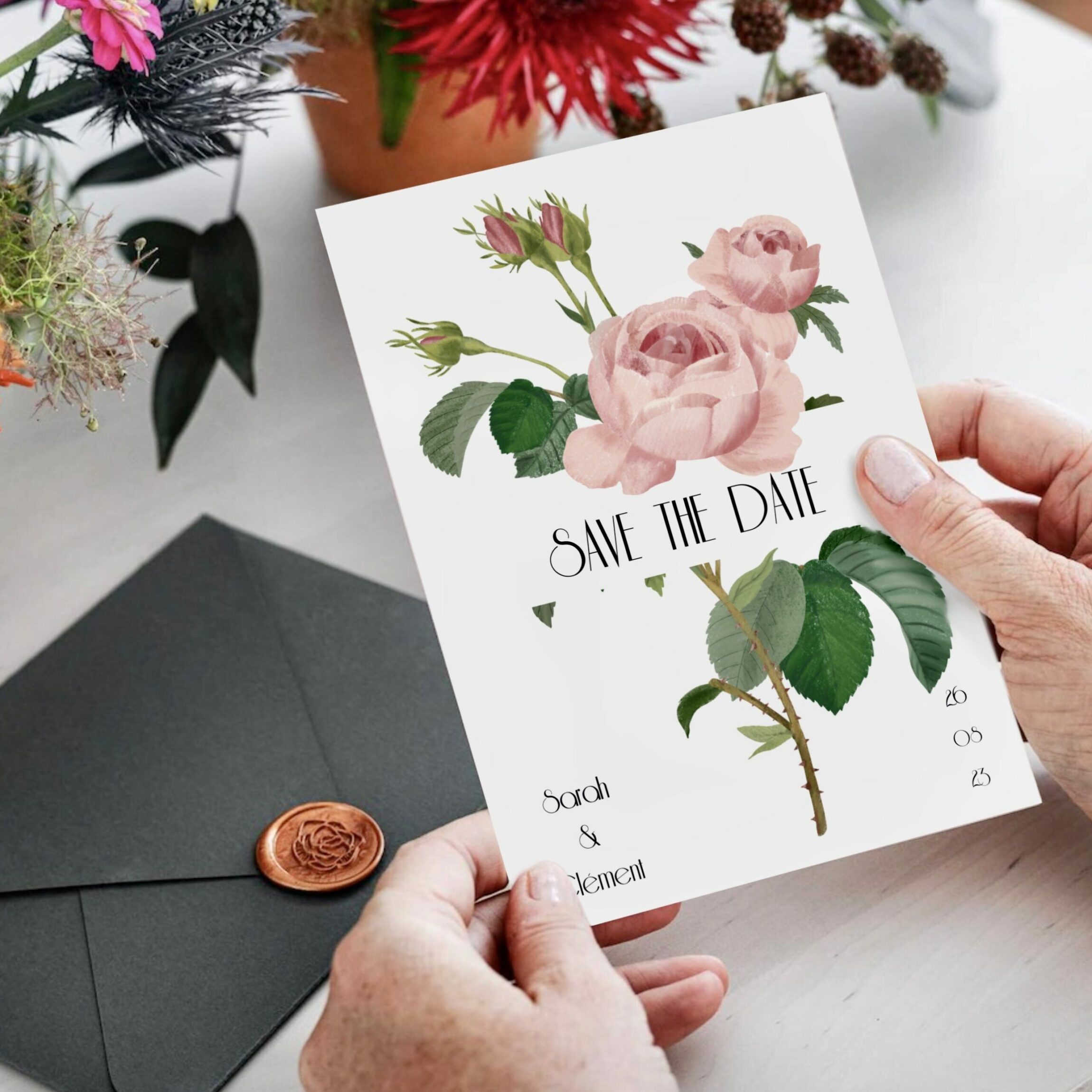 mariage botanique chic florale faire part