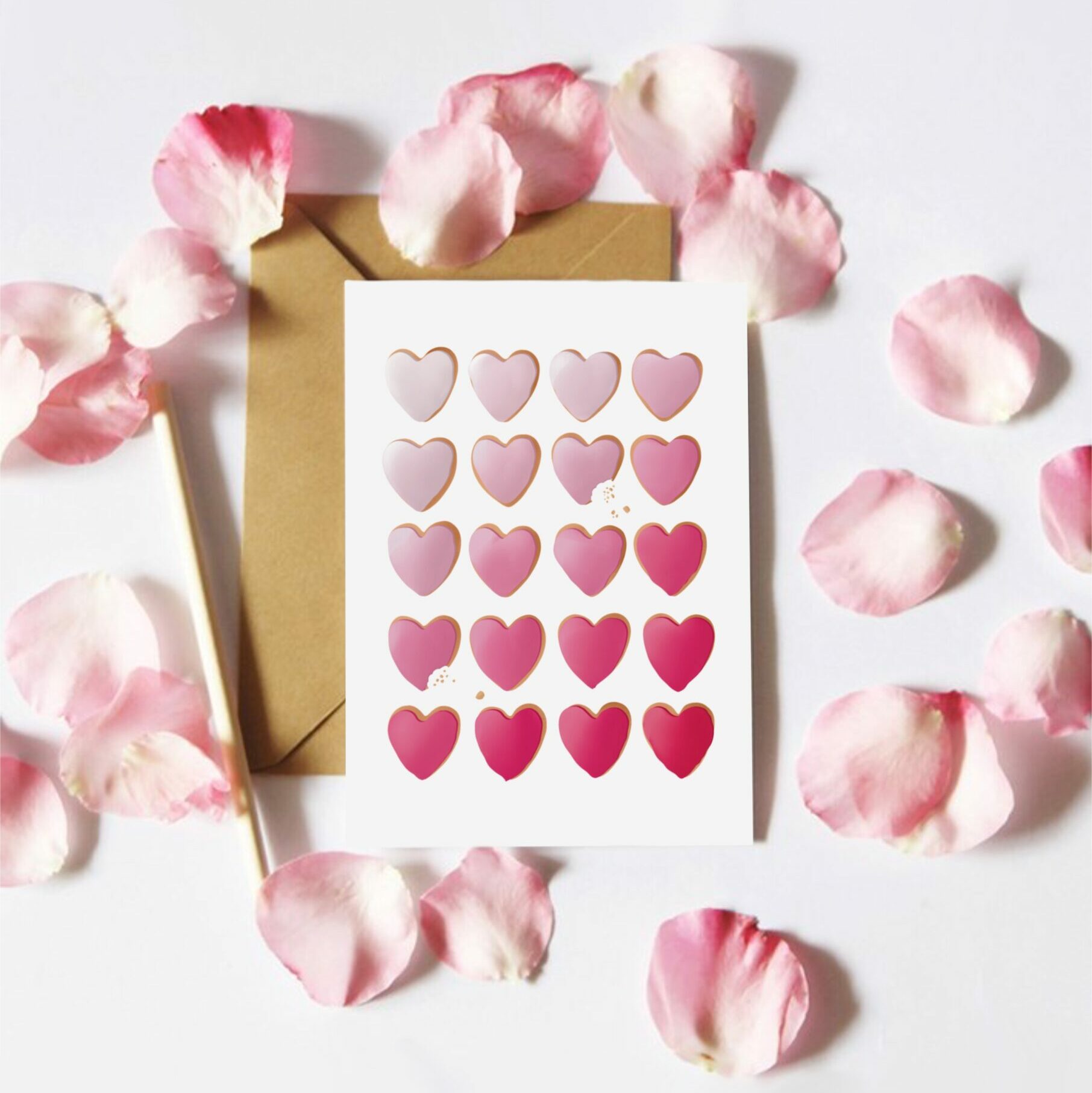 carte amour saint valentin coeur biscuits