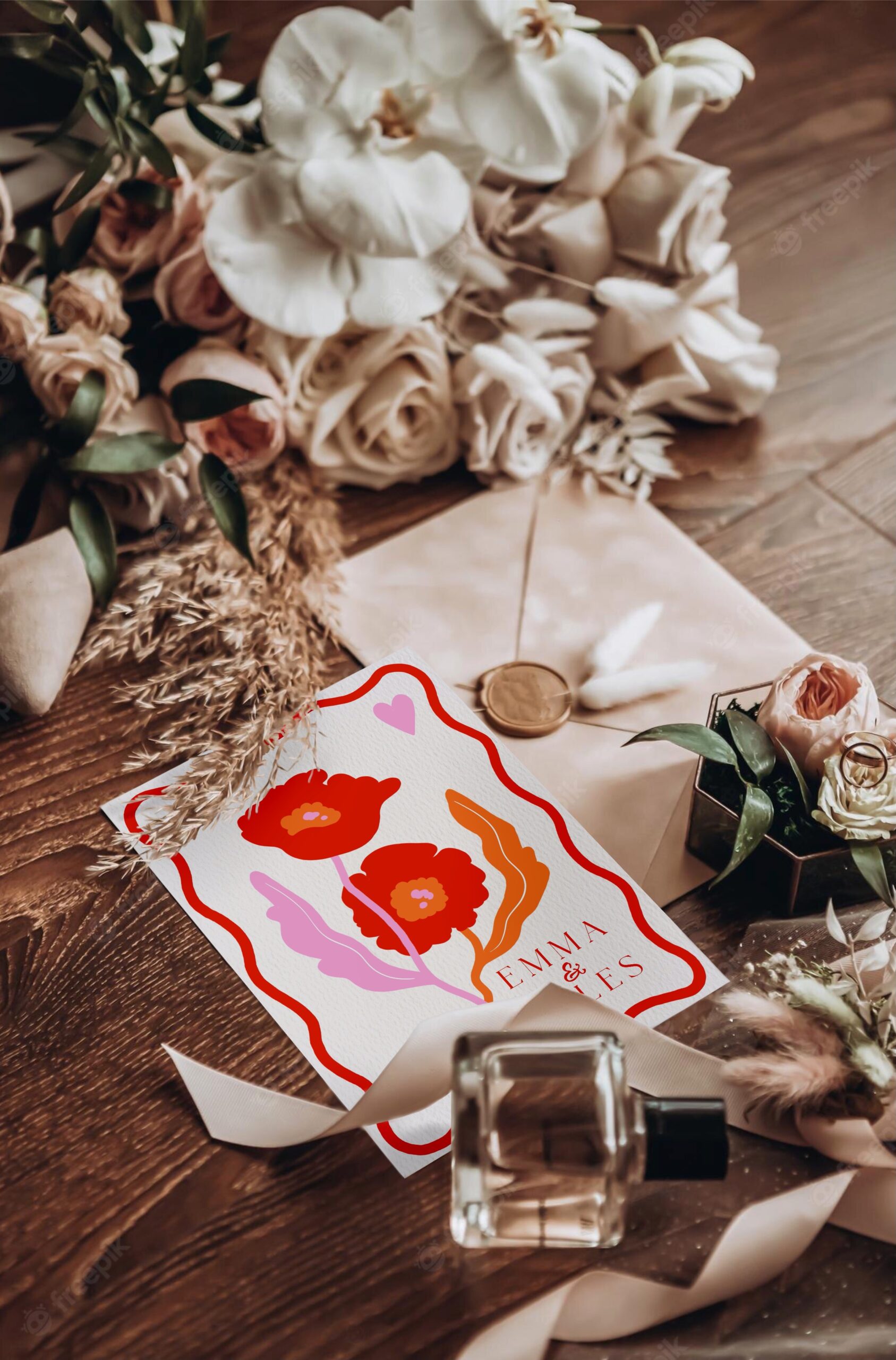 Faire-part Mariage illustré fleurs des champs