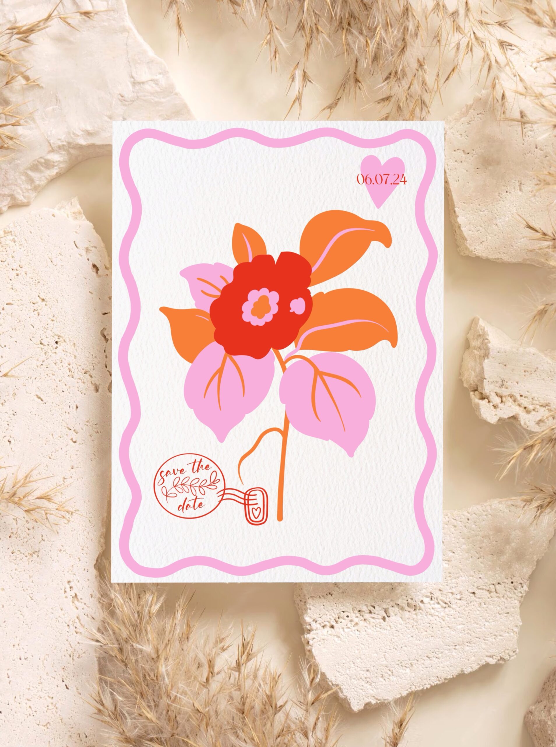 Faire-part Mariage illustré fleurs des champs