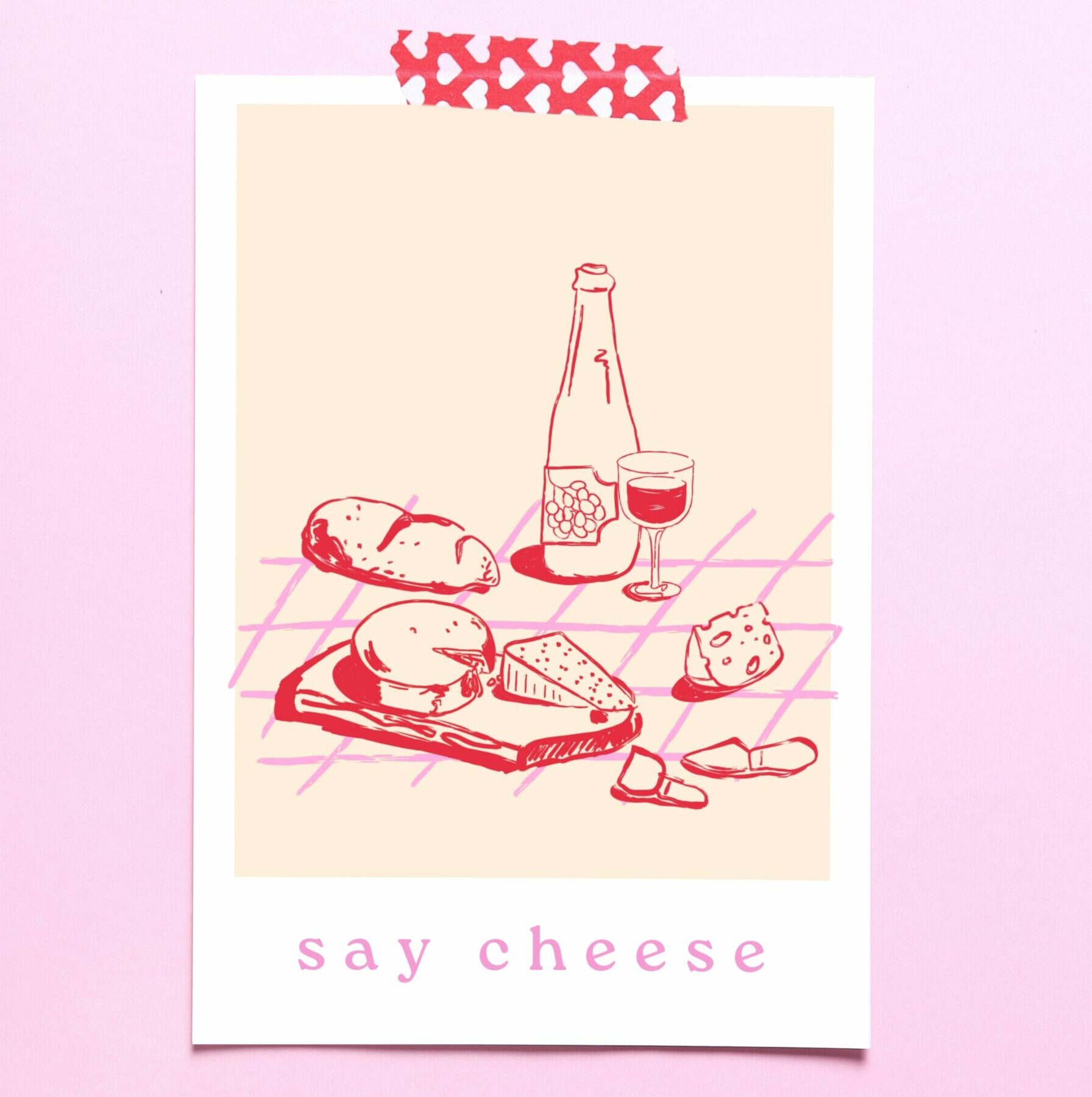 affiche food fromage vin pain