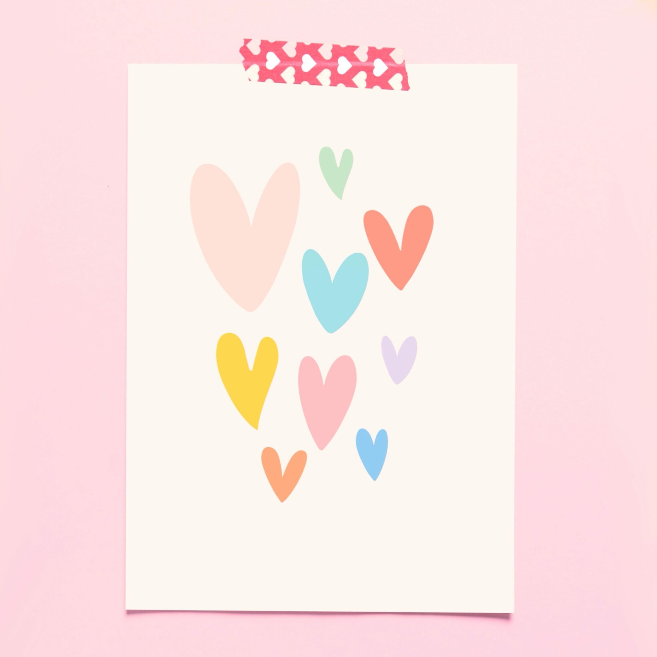 affiche enfants coeurs pastel