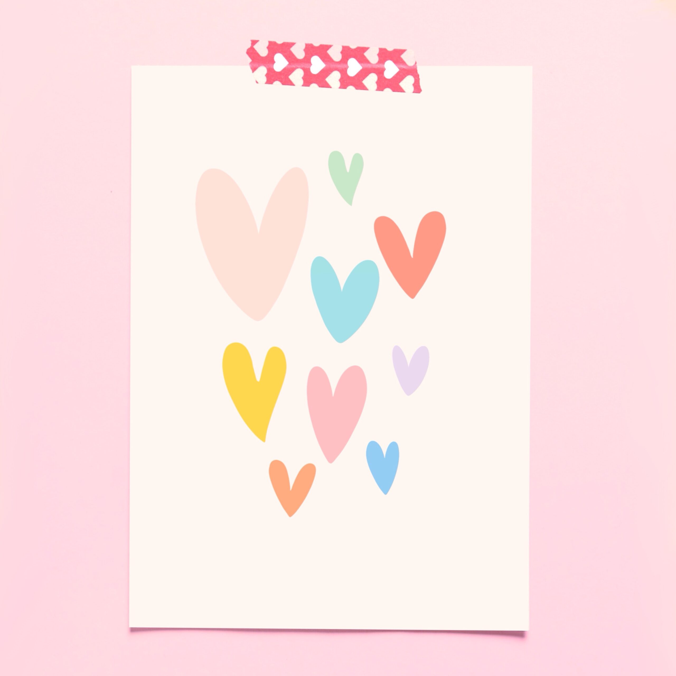 affiche enfants coeurs pastel