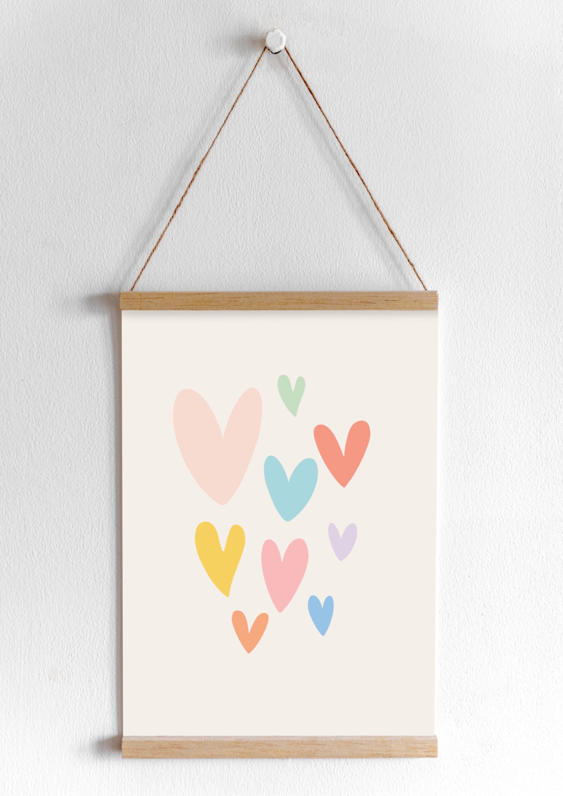 affiche enfants coeurs pastel
