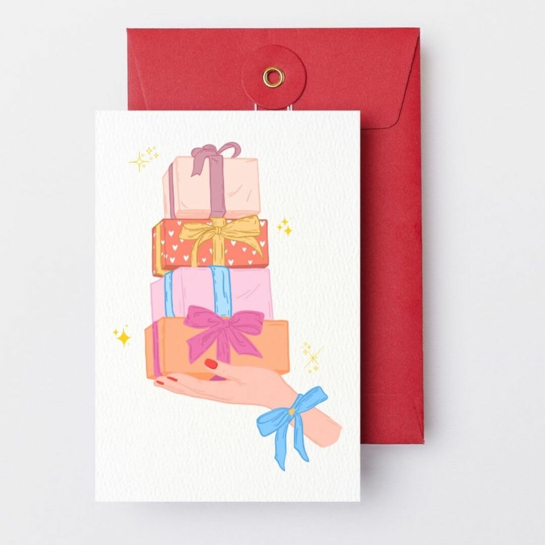 carte de Noël pile de cadeaux Christmas