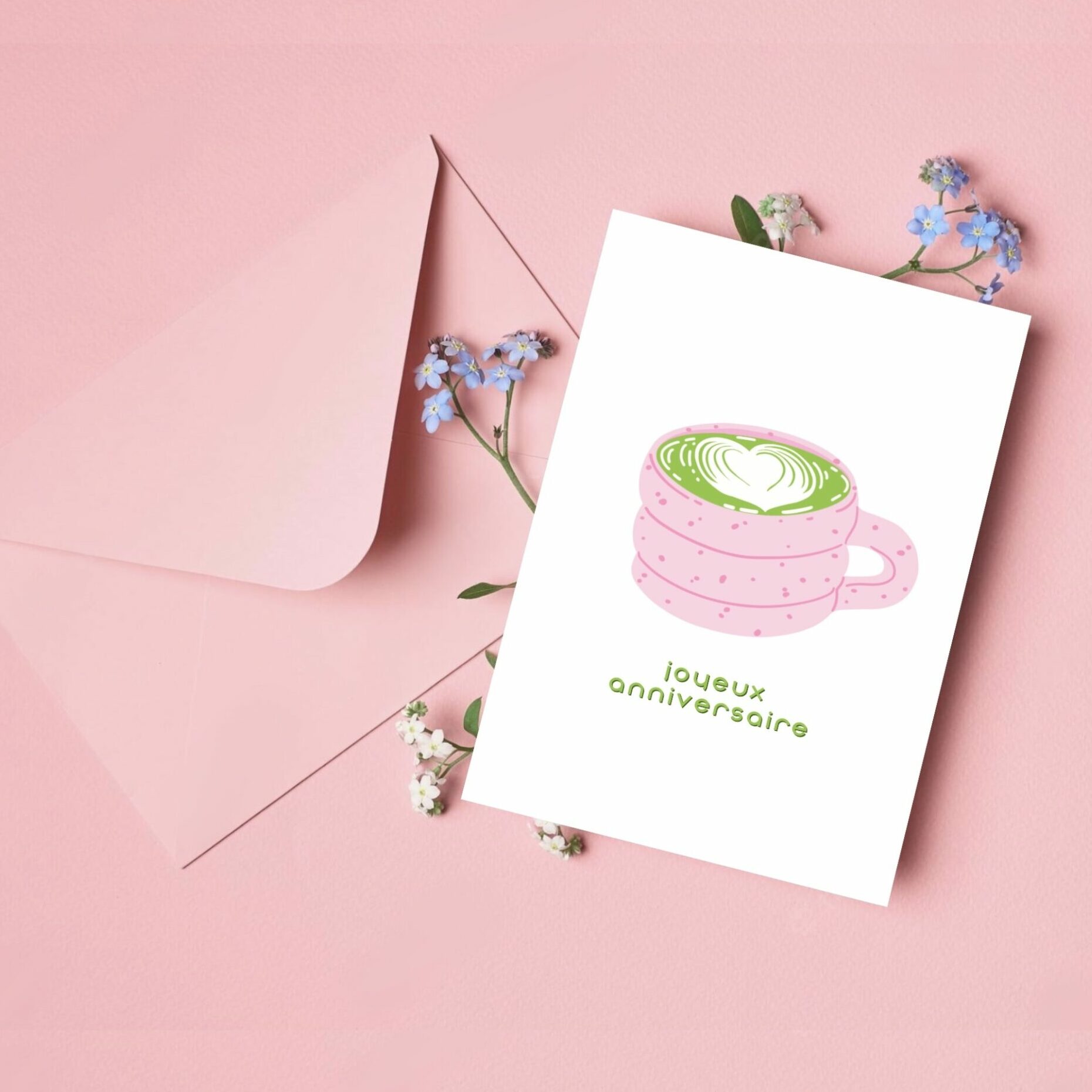 carte anniversaire matcha